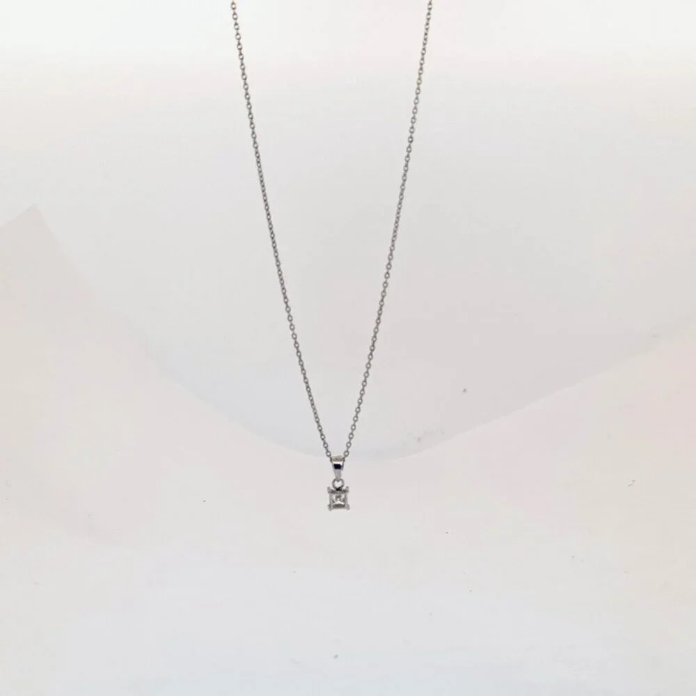 Pandora 18” Sterling Silver Necklace w Princess Cut Pendant 925 ALE Estate - Picture 3 of 10